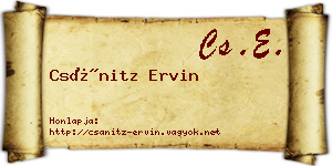 Csánitz Ervin névjegykártya