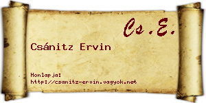 Csánitz Ervin névjegykártya