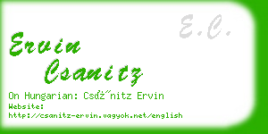 ervin csanitz business card